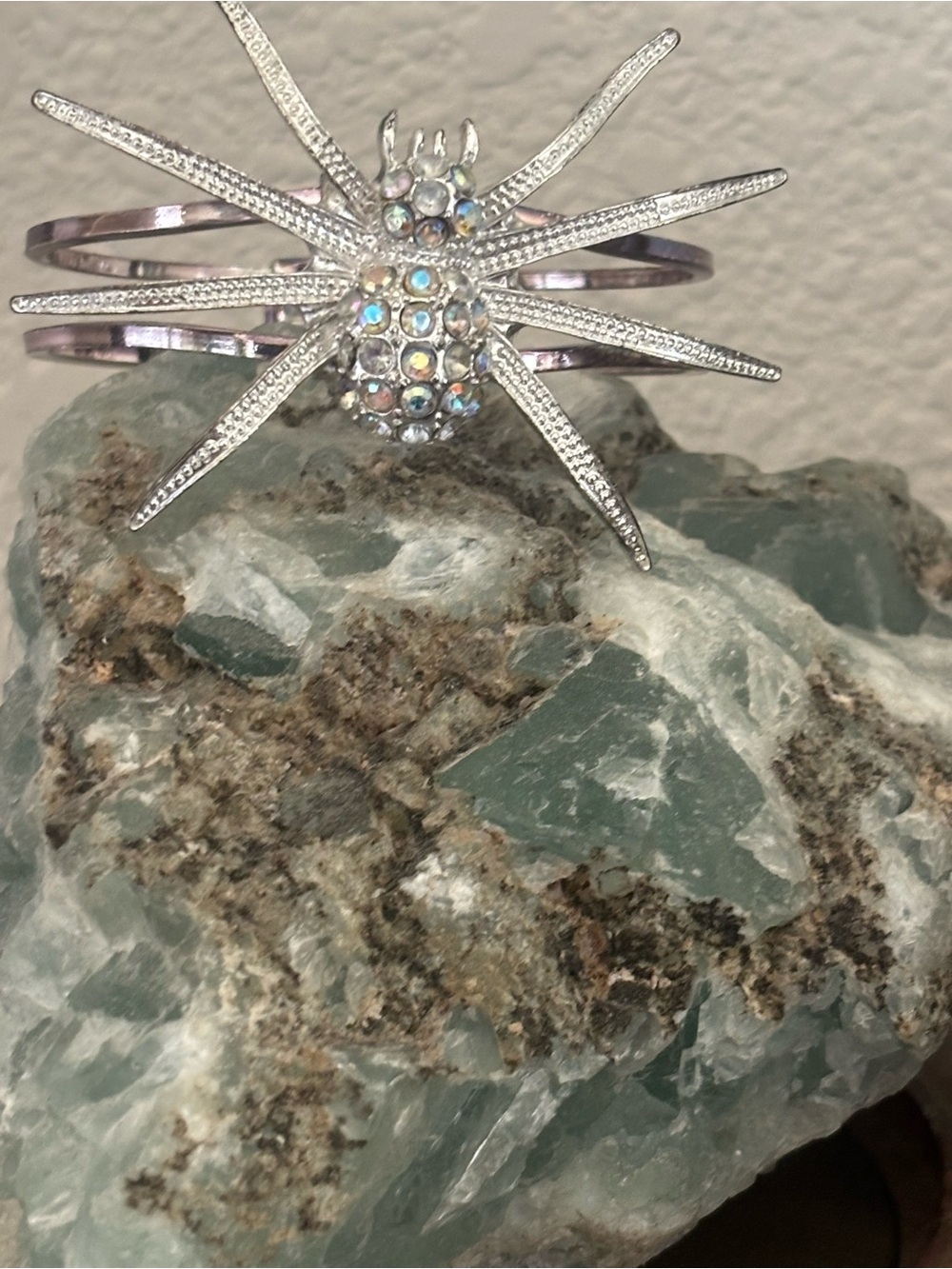 Silver Spider Crystal Accent Bracelet -